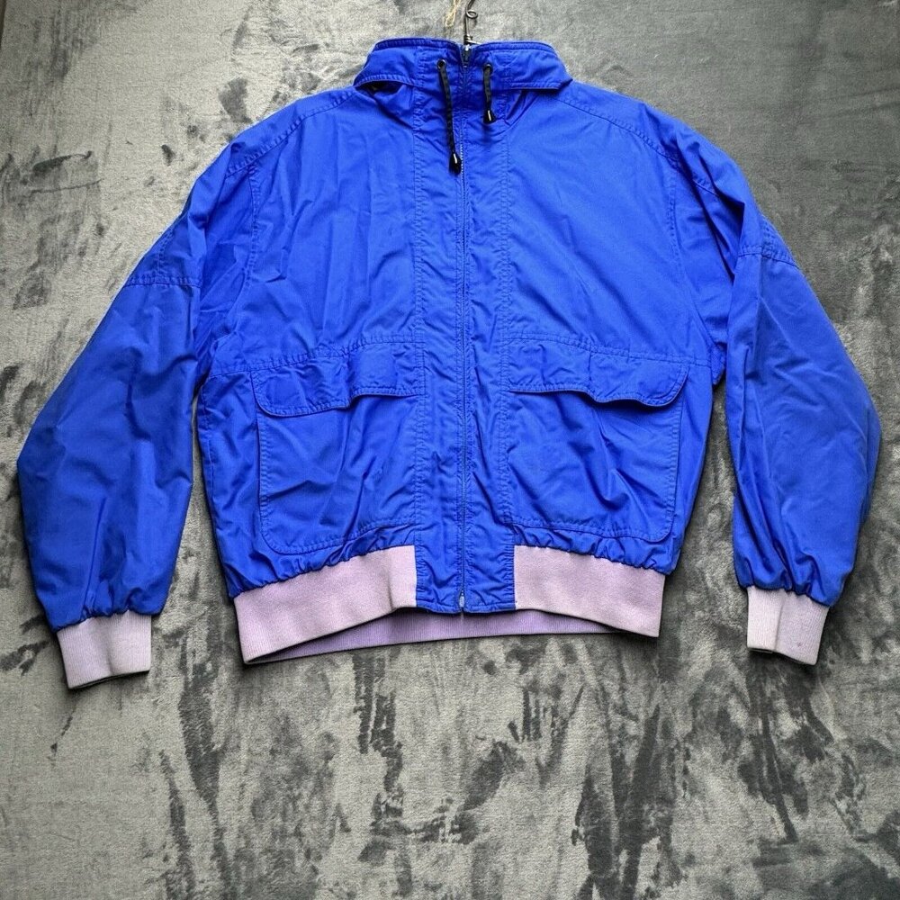 VTG Pacific Trail Men's L Blue Jacket Packable Hood Active Golf Windbreaker